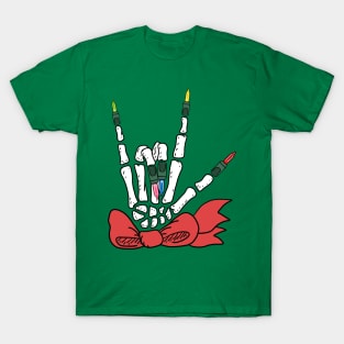 Skeleton Hand Signing Love for Christmas T-Shirt